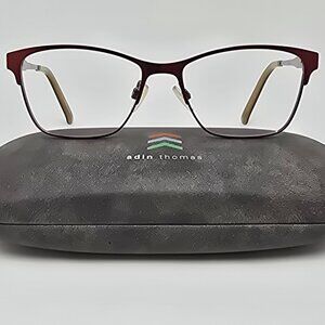 Adin Thomas Europa AT-412 C3 Red on Silver Rhinestone Eyeglasses Frame w/ Case